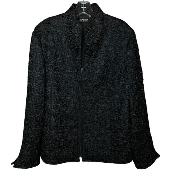 Vintage Lightweight Jacket Zip Up High Neck Sz Large Black - Picture 1 of 12